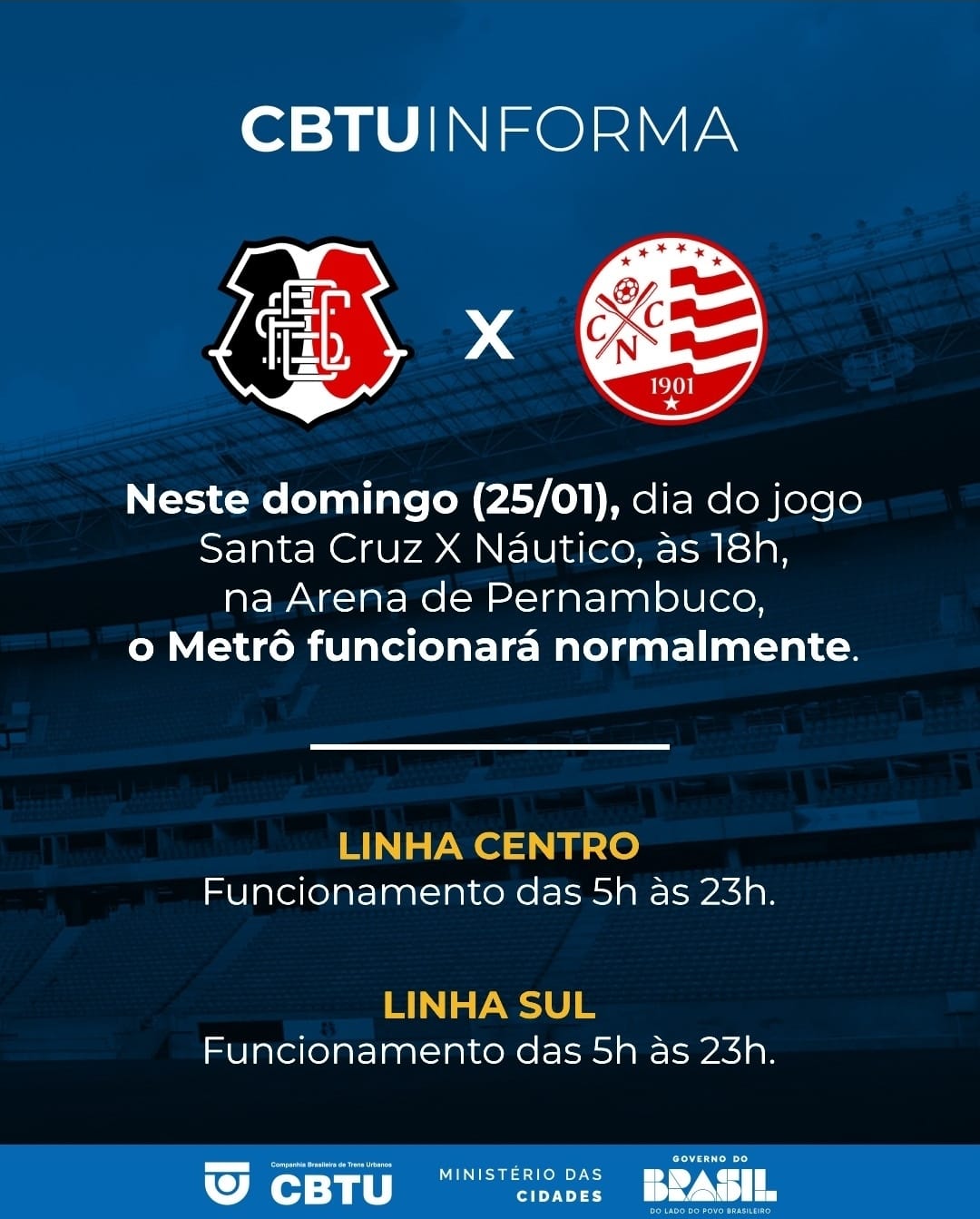 Metro funciona normal no próximo domingo